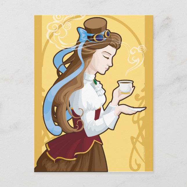 Steampunk Tea Time Postcard (Front)