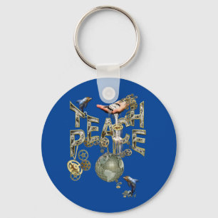 Steampunk Teach peace T-Shirt Trucker Hat Keychain