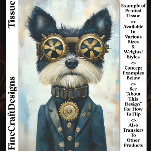 Steampunk Terrier Dog In Goggles CY3 Decoupage Tissue Paper
