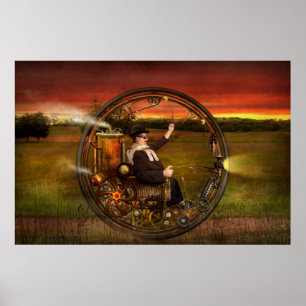 Steampunk - The gentleman's monowheel Poster