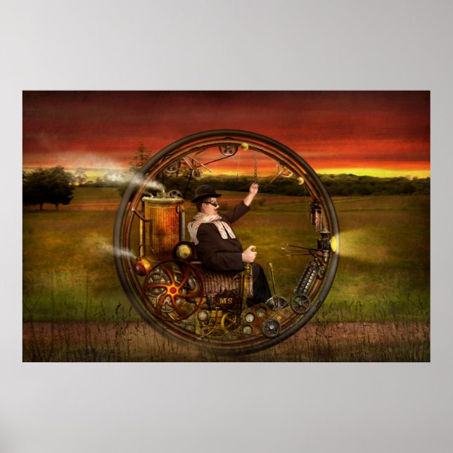 Steampunk - The gentleman's monowheel Poster (Front)