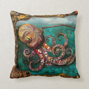 Steampunk - The tale of the Kraken Throw Pillow