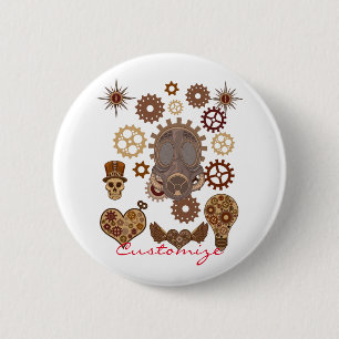 Steampunk Theme Thunder_Cove 2 Inch Round Button