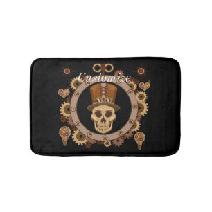 Steampunk Theme Top Hat Skull Thunder_Cove Bath Mat