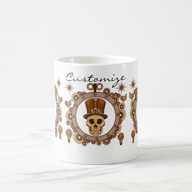 Steampunk Theme Top Hat Skull Thunder_Cove Coffee Mug (Center)