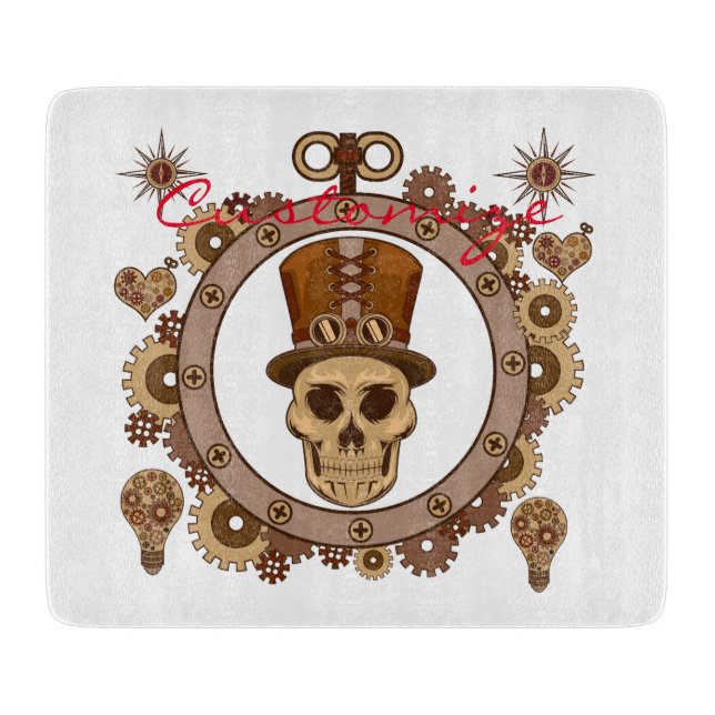Steampunk Theme Top Hat Skull Thunder_Cove Cutting Board (Front)