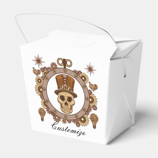 Steampunk Theme Top Hat Skull Thunder_Cove Favor Box (Back Side)