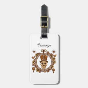 Steampunk Theme Top Hat Skull Thunder_Cove Luggage Tag