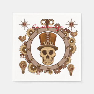 Steampunk Theme Top Hat Skull Thunder_Cove Napkin