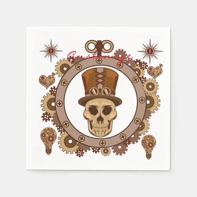Steampunk Theme Top Hat Skull Thunder_Cove Napkin (Front)