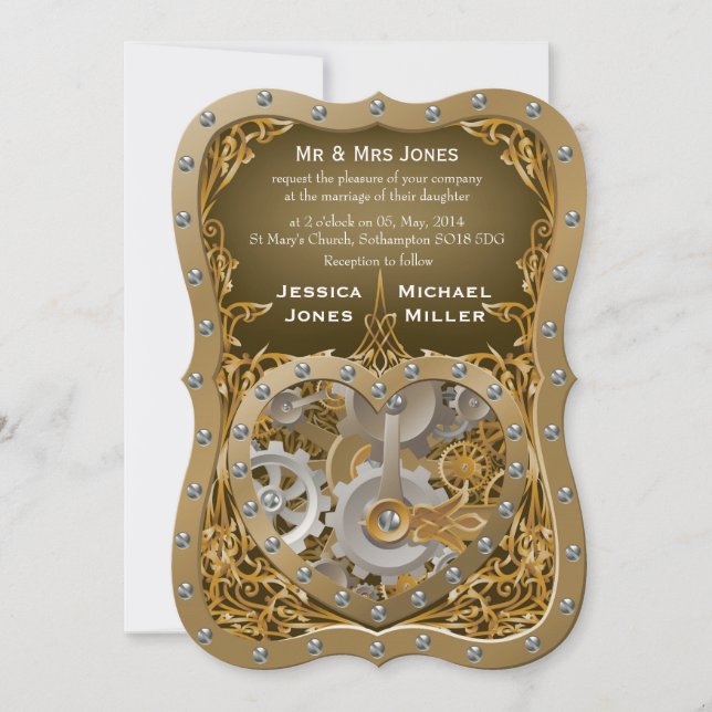 Steampunk theme wedding invitation (Front)