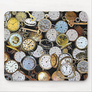 Steampunk Themed Pocket Watches, Gears, Clocks Mouse Pad