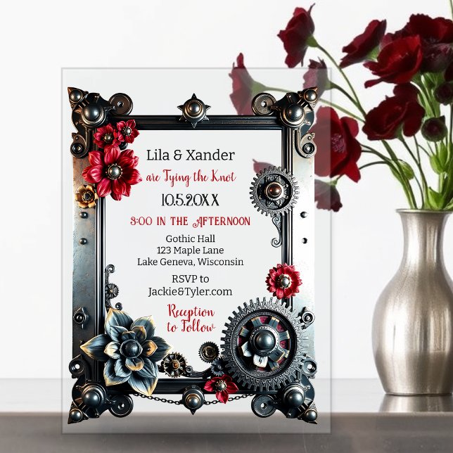 Steampunk Themed Wedding Acrylic Invitations (Creator Uploaded)