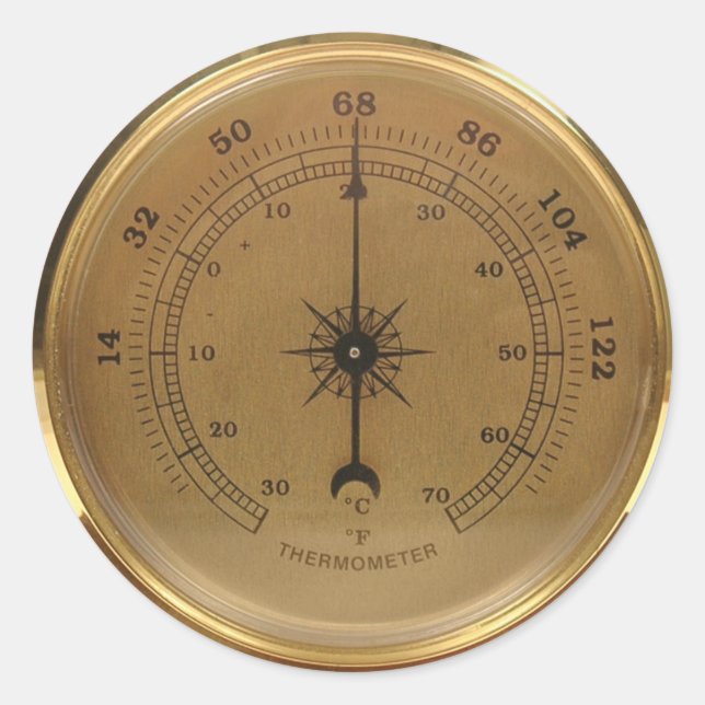Steampunk Thermometer Classic Round Sticker (Front)