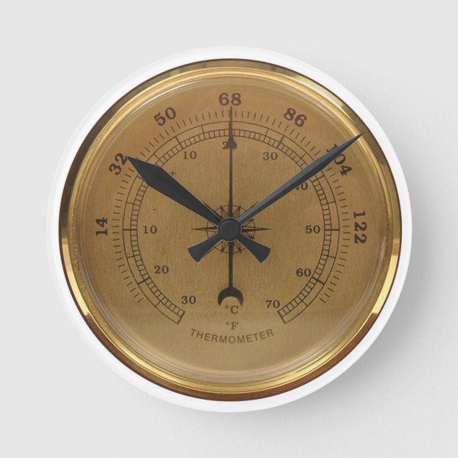 Steampunk Thermometer Round Clock (Front)