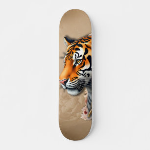 Steampunk Tiger with Roses Illustration. Skateboard