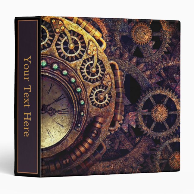 Steampunk Time Clock Gears Binder (Front/Spine)