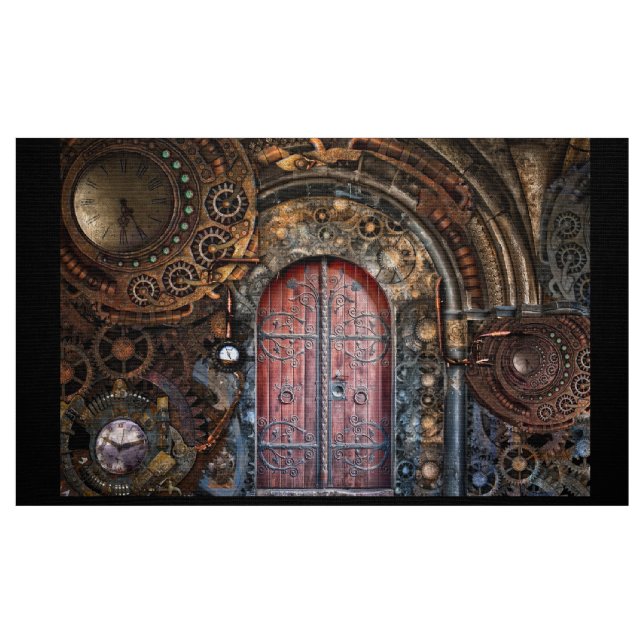 Steampunk Time Entrance Clock Gears Door Fat 1/4 Fabric (Fat Quarter)