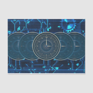 Steampunk Time Machine Clocks Gears Tissue Paper