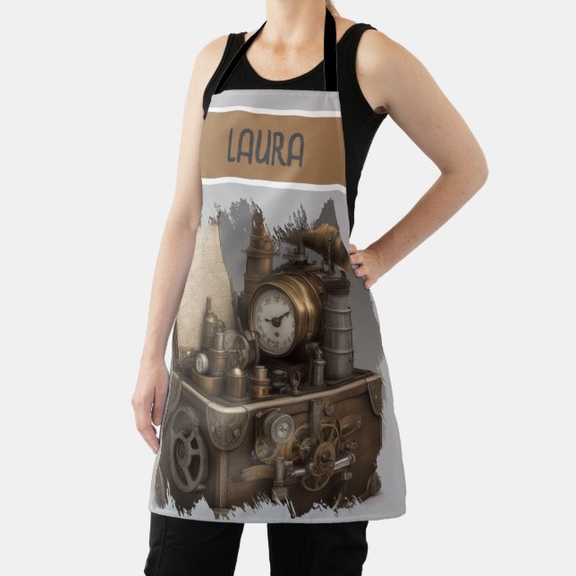 Steampunk Time Machine - Vintage Treasure Chest  Apron (Insitu)
