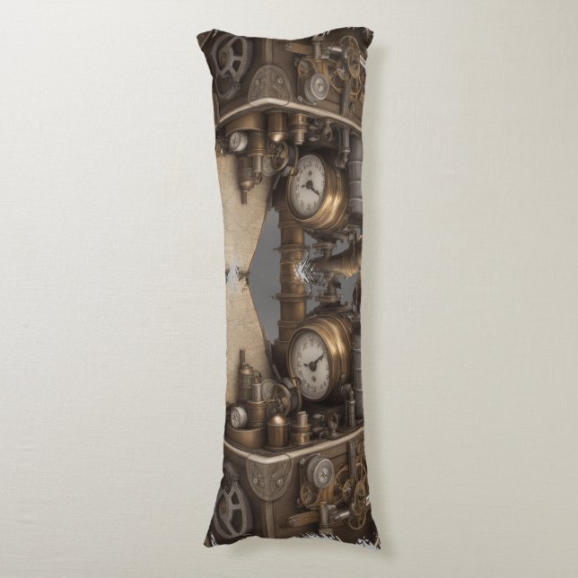 Steampunk Time Machine - Vintage Treasure Chest  Body Pillow (Front Vertical)