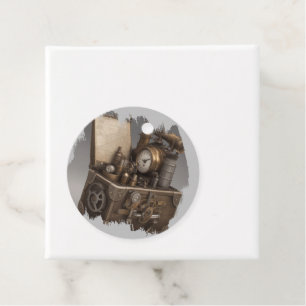 Steampunk Time Machine - Vintage Treasure Chest  Favour Tags