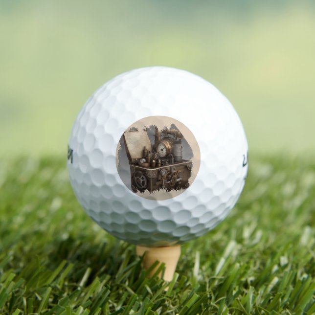 Steampunk Time Machine - Vintage Treasure Chest  Golf Balls (Insitu Tee)