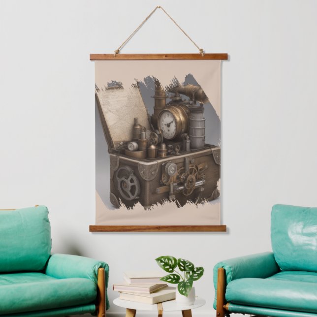 Steampunk Time Machine - Vintage Treasure Chest  Hanging Tapestry (Living Room)