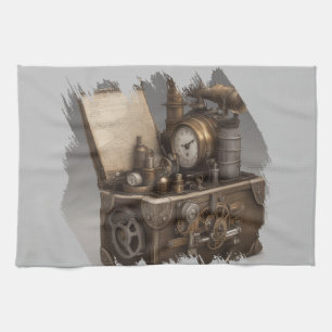 Steampunk Time Machine - Vintage Treasure Chest  Kitchen Towel
