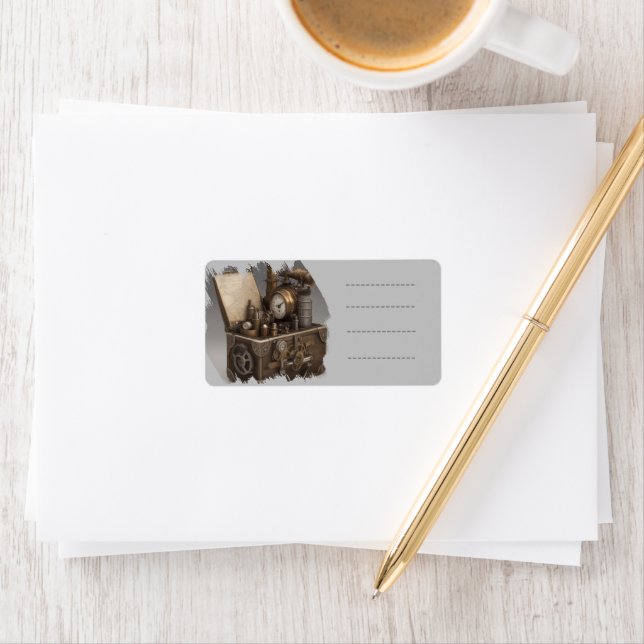 Steampunk Time Machine - Vintage Treasure Chest  Label (Insitu)