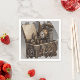Steampunk Time Machine - Vintage Treasure Chest  Napkin