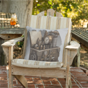 Steampunk Time Machine - Vintage Treasure Chest  Outdoor Pillow