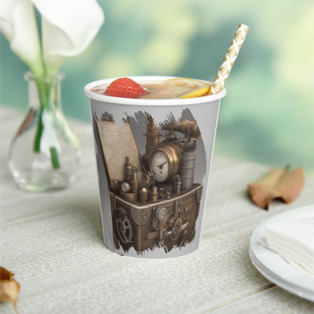 Steampunk Time Machine - Vintage Treasure Chest  Paper Cups (Insitu)