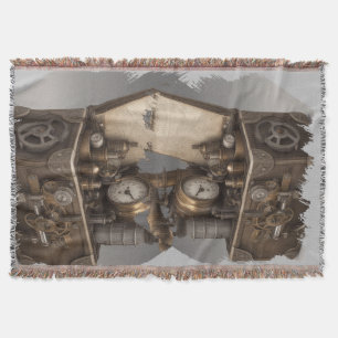 Steampunk Time Machine - Vintage Treasure Chest  Throw Blanket