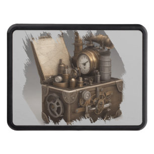 Steampunk Time Machine - Vintage Treasure Chest Trailer Hitch Cover