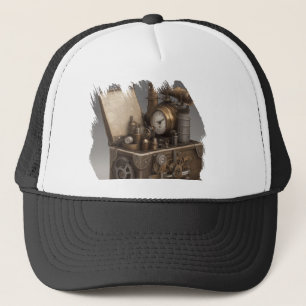 Steampunk Time Machine - Vintage Treasure Chest  Trucker Hat