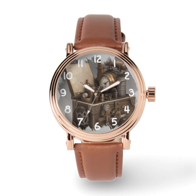 Steampunk Time Machine - Vintage Treasure Chest  Watch (Front)