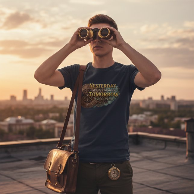 Steampunk Time Machine - Yesterday & Tomorrow Navy T-Shirt (Creator Uploaded)
