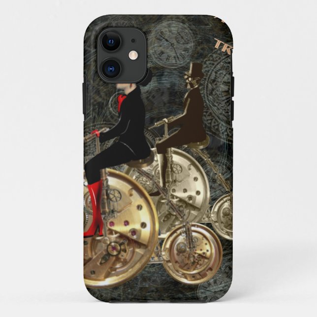 Steampunk time travel, clockwork penny farthing Case-Mate iPhone case (Back)