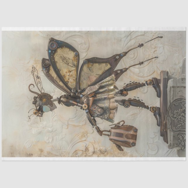 Steampunk Tiny Fairy Travelling Decoupage Tissue Paper (Front)