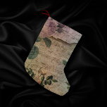 Steampunk Torn Rose | Vintage Distressed Ephemera Small Christmas Stocking<br><div class="desc">90s Grunge, All Grown Up! Feminine, sophisticated Victorian era shabby chic steampunk seamless pattern featuring ripped paper with a pink rose on a grunge background. This vintage 1990s inspired abstract design features a gorgeous palette that adds perfect pop of colour. For customizations or other colours, please visit JustFharryn or contact...</div>