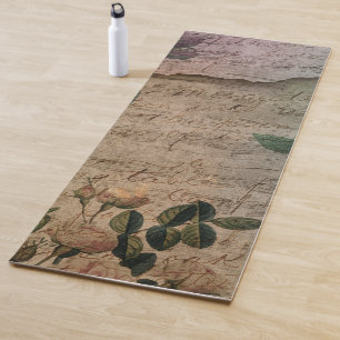 Steampunk Torn Rose   Vintage Distressed Ephemera Yoga Mat