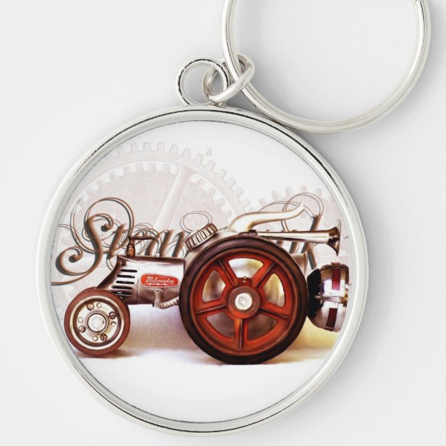 Steampunk Tractor Destiny Gifts Keychain (Front)