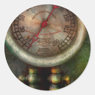 Steampunk - Train - Brake cylinder pressure Classic Round Sticker