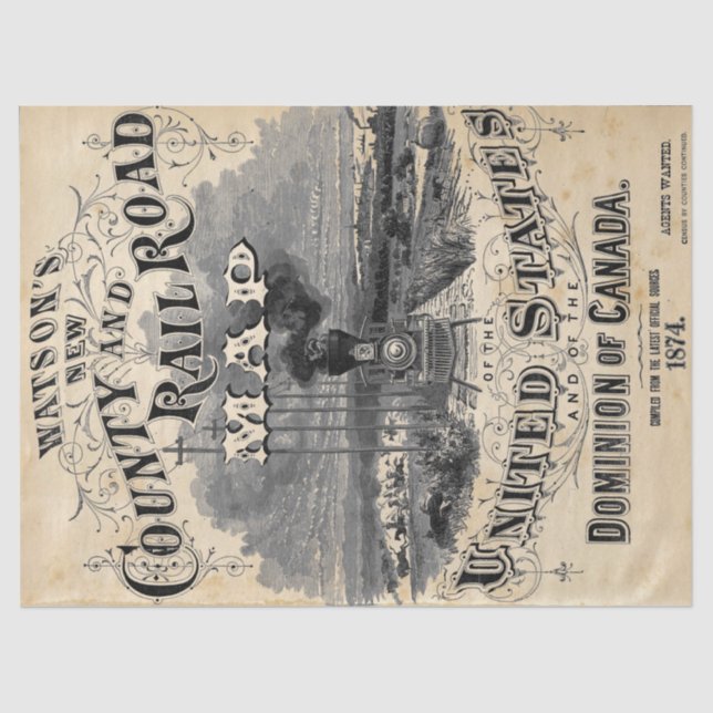 Steampunk Train Decoupage Paper (Front)