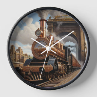 Steampunk Train Leaving London Clock