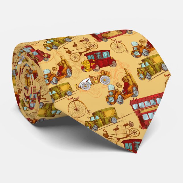 Steampunk transportation pattern tie (Rolled)