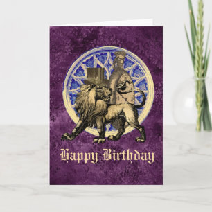Steampunk Travelling Lion Customizable Birthday Card