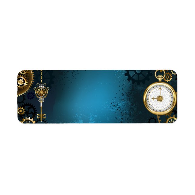 Steampunk turquoise Background with Gears (Front)