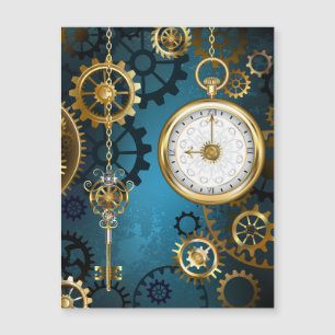 Steampunk turquoise Background with Gears